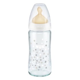 Nuk Γυάλινο Μπιμπερό First Choice Plus Temperature Control κατά των Κολικών με Θηλή Καουτσούκ 0-6m Ροζ, 240ml