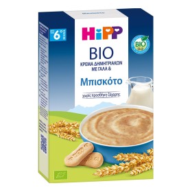 Hipp Βρεφική Κρέμα Bio Δημητριακών Με Γάλα & Μπισκότο για 6m+, 250gr