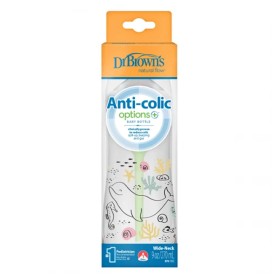 Dr. Browns Natural Flow Anti-Colic Baby Bottle Options+ Wide Neck 0m+ Φάλαινα, 270ml