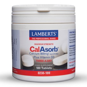 Lamberts Maximum Strength CalAsorb Calcium Κιτρικό Ασβέστιο υψηλής απορρόφησης με Βιταμίνη D3, 180 ταμπλέτες