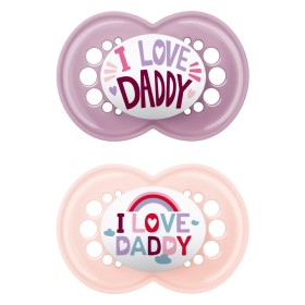  Mam Πιπίλα Σιλικόνης Ι Love Daddy 16+ Μηνών Ροζ/Μώβ, 2τμχ