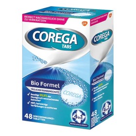 Corega Tabs Bio Formel Καθαριστικά Δισκία Για Τεχνητή Οδοντοστοιχία, 48 Αναβράζοντα Δισκία