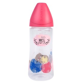 Suavinex Μπιμπερό πλαστικό 360ml ανατομική Θηλή Καουτσούκ A little MESS S 2 L +6m Ρόζ 
