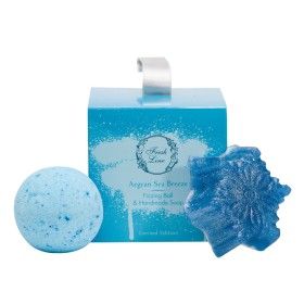 Fresh Line Promo Xmas 23 Aegean Sea Breeze Candy Box Χειροποίητο Σαπούνι100g & Χειροποίητη Αναβράζουσα Μπάλα 120g, 1σετ