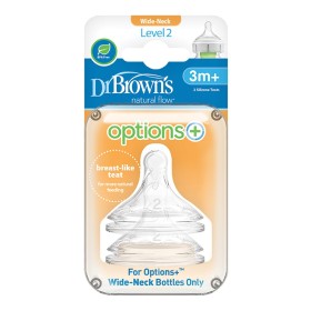Dr. Browns Θηλές για Μπιμπερό Options+ Με Φαρδύ Λαιμό 3-6m, 2 τμχ