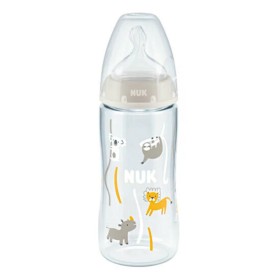 Nuk First Choice+ Πλαστικό Μπιμπερό με Θηλή Σιλικόνης & Ένδειξη Θερμοκρασίας 6-18m Ροζ με Καμηλοπάρδαλη, 300ml