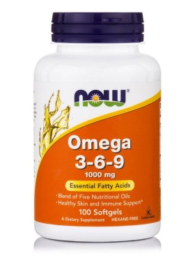Now Foods Omega 3-6-9 1000mg Συμπλήρωμα Διατροφής με Λιπαρά Οξέα & Ομέγα 3-6-9, 100 μαλακές κάψουλες