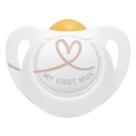 Nuk Star Ορθοδοντική Πιπίλα Latex Λευκή με Σιέλ Κρίκο 0-6m, 1τμχ