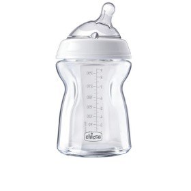 Chicco Natural Feeling Γυάλινο Μπιμπερό με Κεκλιμένη Θήλη Σιλικόνης 0m+, 250ml
