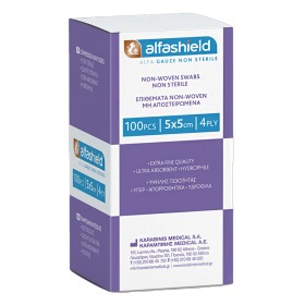 Alfashield Μη Αποστειρωμένες Γάζες 8 Στρώσεων 5x5cm 13 Κλωστών, 100τμχ