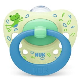 Nuk Ορθοδοντική Πιπίλα Σιλικόνης για 6-18 μηνών Signature με Θήκη Λαχανί Βατραχάκι, 1τμχ