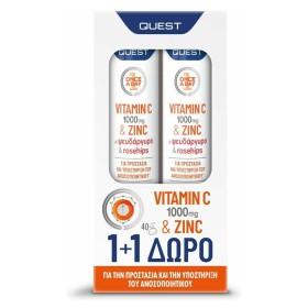 Quest Vitamin C 1000mg & Zinc με Ψευδάργυρο & Rosehips 2 x 20 αναβράζοντα δισκία Πορτοκάλι