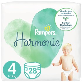 Pampers Harmonie Πάνα με Αυτοκόλλητο No 4 (9-14kg), 28 τμχ