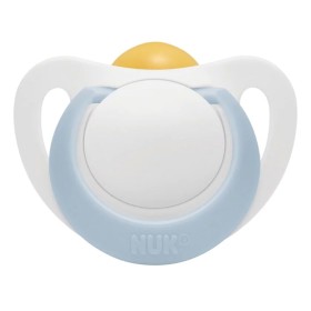 Nuk Star Ορθοδοντική Πιπίλα Latex Λευκή με Σιέλ Κρίκο 0-6m, 1τμχ