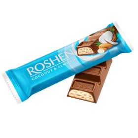 ROSHEN ΜΠΑΡΑ ΣΟΚΟΛΑΤΑΣ 29gr. - (ΓΑΛΑΚΤΟΣ ΜΕ ΑΜΥΓΔΑΛΑ ΚΑΙ ΚΑΡΥΔΑ)