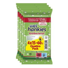 Wet Hankies Clean & Protect Antibacterial Lemon Αντιβακτηριδιακά Μαντηλάκια Χεριών (4x15τμχ), 60τμχ