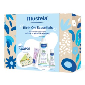 Mustela Birth On Essentials Promo Pack με Gentle Cleansing Gel 500ml, Hydra Bébé® Body lotion 100ml & Κρέμα Αλλαγής Πάνας VBC 1>2>3 100ml με ΔΩΡΟ Βρεφικό Mπουρνούζι με Kουκούλα και Car Sticker Baby On Board