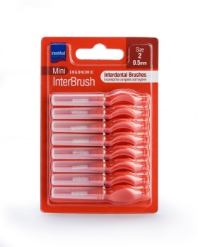  Intermed Mini Ergonomic InterBrush Μεσοδόντια Βουρτσάκια Κόκκινα 0.5mm Μέγεθος 2, 8τμχ