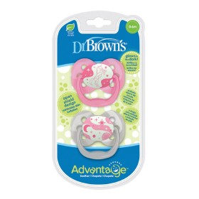 Dr Browns Πιπίλα Advantage Σιλικόνης Νυκτός 0-6m Ρόζ, 2τμχ