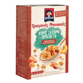QUAKER ΤΡΑΓΑΝΕΣ ΜΠΟΥΚΙΕΣ Χ. ΖΑΧΑΡΗ 400gr. - (ΦΡΑΟΥΛΑ & ΡΟΔΑΚΙΝΟ)