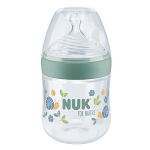 Nuk for Nature Πλαστικό Μπιμπερό Κατά των Κολικών με Δείκτη Ελέγχου Θερμοκρασίας με Θηλή Σιλικόνης Πράσινο για 0-6m, 150ml