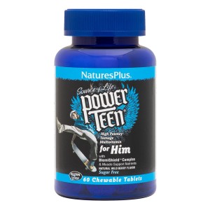 Natures Plus Power Teen for Him Πολυβιταμίνες για Αγόρια στην Εφηβεία, 60 μασώμενες ταμπλέτες