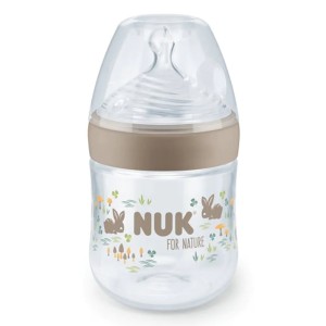 Nuk for Nature Πλαστικό Μπιμπερό Κατά των Κολικών με Δείκτη Ελέγχου Θερμοκρασίας με Θηλή Σιλικόνης Καφ΄ε για 0-6m, 150ml