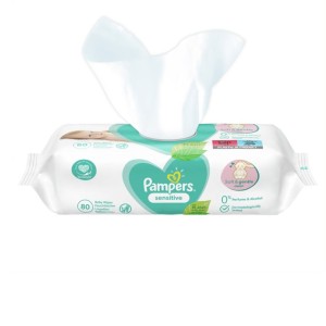 Pampers Sensitive Υποαλλεργικά Μωρομάντηλα Χωρίς Οινόπνευμα & Άρωμα, 80τμχ