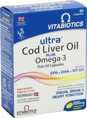 Vitabiotics Ultra Cod Liver Oil Plus Omega 3, 60caps