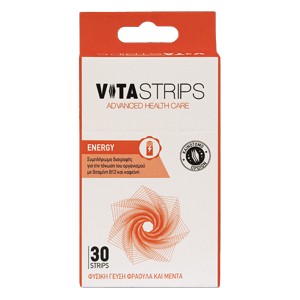 Vitastrips Energy Συμπλήρωμα Διατροφής με Β12 για Τόνωση και Ενέργεια, 30τμχ