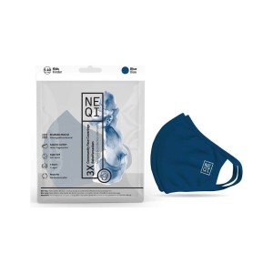 Neqi Face Mask Υφασμάτινη Μάσκα Προστασίας Προσώπου Πολλαπλών Χρήσεων Παιδική 6-10 Ετών Μπλε 3 τμχ