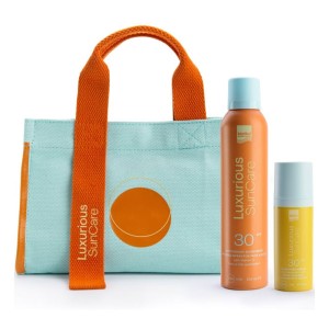 Intermed Promo Pack με Luxurious Sun Care Αντηλιακός Ορός Προσώπου SPF 30, 50ml, Antioxidant Sunscreen Invisible Αντηλιακό Spray για Πρόσωπο & Σώμα SPF 30, 200ml & Δώρο Τσάντα Θαλάσσης, 1σετ