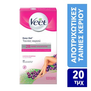 Veet Easy-Gel Ταινίες Αποτρίχωσης Ποδιών Κρύο Κερί για Κανονικές Επιδερμίδες, 20τεμ