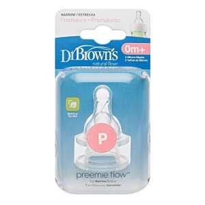 Dr. Browns Preemie Flow Θηλές Σιλικόνης για Στενό Μπουκάλι Κατάλληλες για Πρόωρα Βρέφη 0m+, 2τμχ