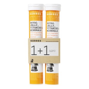 Korres Royal Jelly Vitamins & Minerals με Βασιλικό πολτό, Βιταμίνες & Μέταλλα 1+1 δωρο, 36 Αναβράζοντα Δισκία 