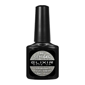 Elixir Make-up Semi Gel Ημιμόνιμο Επαγγελματικό Βερνίκι Νυχιών Νο861 Glitter Silver, 8ml