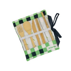 Ola Bamboo Σετ Μαχαιροπίρουνα, Chopsticks & Καλαμάκι Από Μπαμπού σε Θήκη, 7τμχ