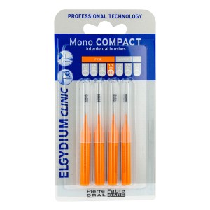 Elgydium Mono Compact Orange (0.6) Μεσοδόντια Βουρτσάκια Πορτοκαλί, 4τμχ