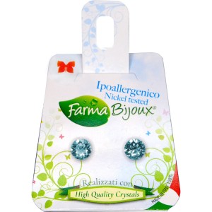 Farma Bijoux Υποαλλεργικά Σκουλαρίκια Κρύσταλλα Γαλάζια 6.2mm, 1 ζευγάρι