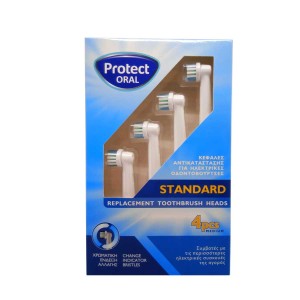 Protect Oral Standard Replacement Toothbrush Heads 4 Ανταλλακτικά Ηλεκτρικής Οδοντόβουρτσας, 1τμχ