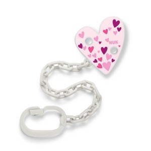 Nuk Αλυσίδα Πιπίλας Hearts Για Πιπίλες με Κρίκο Ροζ, 1τμχ