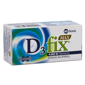 Uni-Pharma D3 Fix Max 4000 IU Συμπλήρωμα Βιταμίνης D3, 60 δισκία