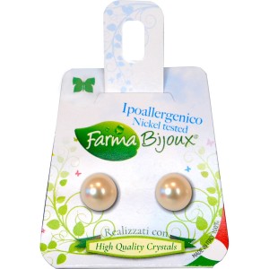 Farma Bijoux Υποαλλεργικά Σκουλαρίκια Cream Rose Πέρλα 8mm, 1 ζευγάρι