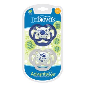 Dr Browns Πιπίλα Advantage Σιλικόνης Νυκτός 6-18m (Μπλέ), 2τεμάχια