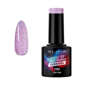 Elixir Semigel Laser Diamond 1190 Lady Pink Ημιμόνιμο Βερνίκι Ροζ Με Γκλίτερ, 8ml