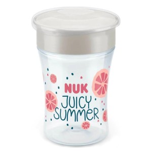 Nuk Fruits Magic Cup Κύπελλο Εκμάθησης με Περιμετρικό Χείλος & Καπάκι Γκρι με Grape Fruit, 230ml