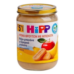Hipp Φρουτόκρεμα με Μήλο, Μπανάνα & βρεφικό μπισκότο, 190 gr