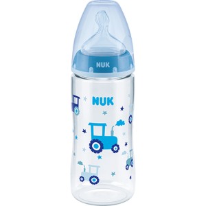 Nuk First Choice+ Πλαστικό Μπιμπερό με Θηλή Σιλικόνης & Ένδειξη Θερμοκρασίας 6-18m Ροζ με Καμηλοπάρδαλη, 300ml