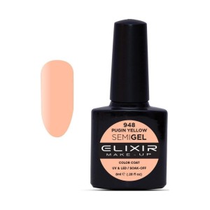 Elixir Make-up Semi Gel Ημιμόνιμο Επαγγελματικό Βερνίκι Νυχιών Νο948 Pugin Yellow, 8ml