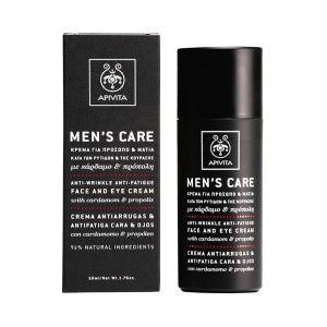 Apivita Mens Care Κρέμα κατά των Ρυτίδων & της Κούρασης για το Πρόσωπο & τα Μάτια, Με Κάρδαμο & Πρόπολη, 50ml